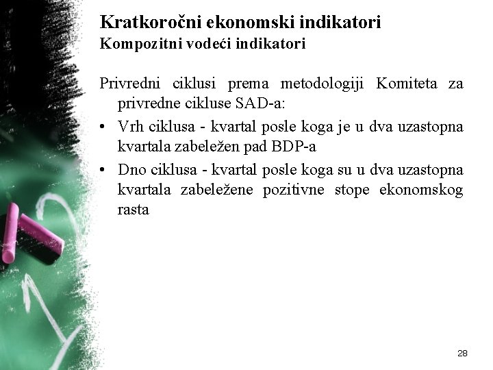 Kratkoročni ekonomski indikatori Kompozitni vodeći indikatori Privredni ciklusi prema metodologiji Komiteta za privredne cikluse