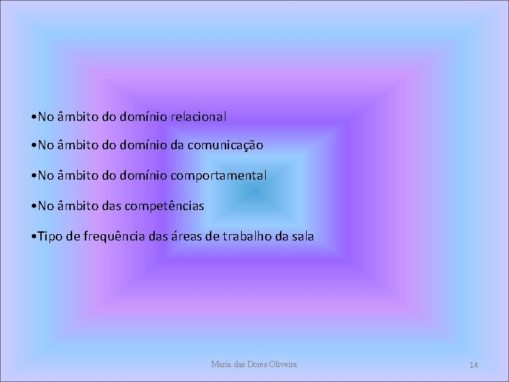 • No âmbito do domínio relacional • No âmbito do domínio da comunicação • No âmbito do domínio relacional • No âmbito do domínio da comunicação
