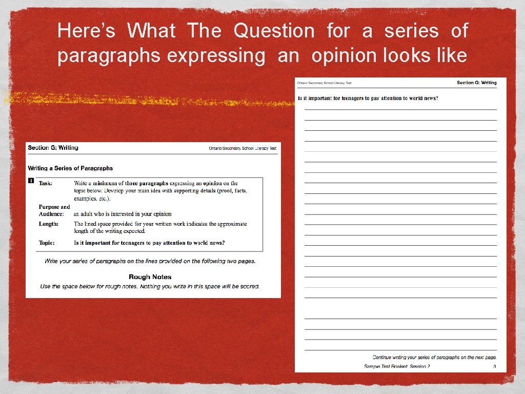 Here’s What The Question for a series of paragraphs expressing an opinion looks like