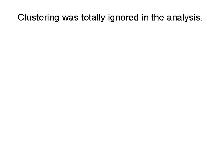 Clustering was totally ignored in the analysis. 