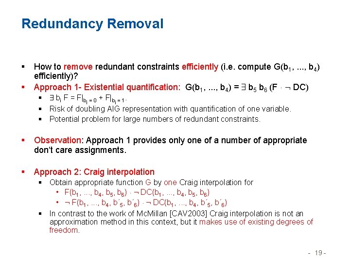 Redundancy Removal § § How to remove redundant constraints efficiently (i. e. compute G(b