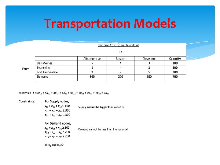 Transportation Models 