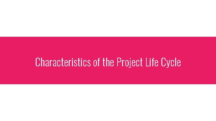 Characteristics of the Project Life Cycle 