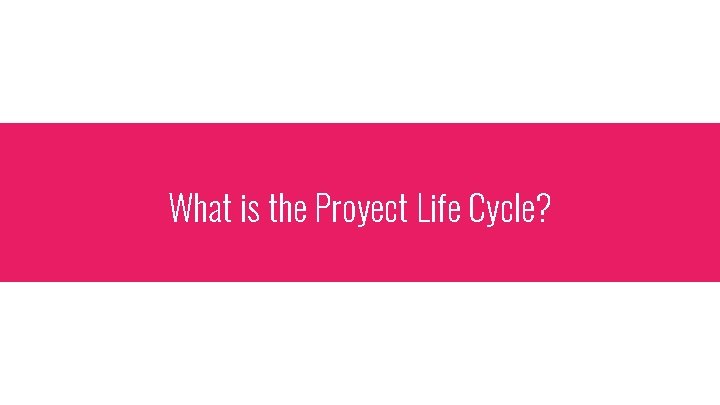 What is the Proyect Life Cycle? 