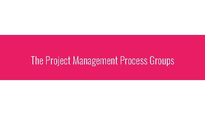 The Project Management Process Groups 