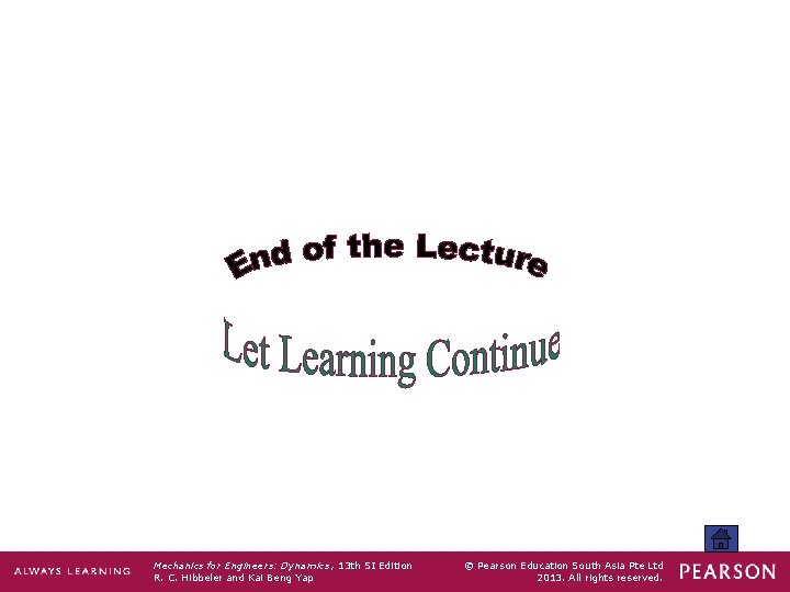 Mechanics for Engineers: Dynamics , 13 th SI Edition R. C. Hibbeler and Kai