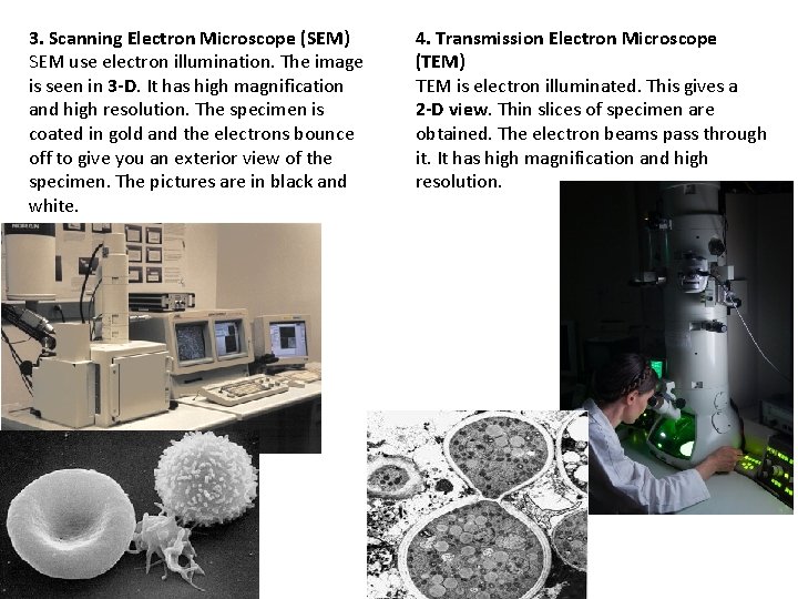 3. Scanning Electron Microscope (SEM) SEM use electron illumination. The image is seen in 3. Scanning Electron Microscope (SEM) SEM use electron illumination. The image is seen in