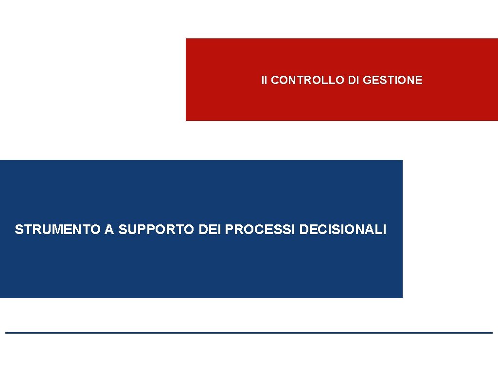 Il CONTROLLO DI GESTIONE STRUMENTO A SUPPORTO DEI PROCESSI DECISIONALI 