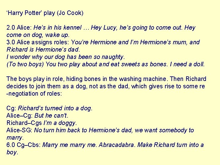 ‘Harry Potter’ play (Jo Cook) 2. 0 Alice: He’s in his kennel … Hey