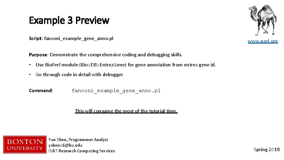 Example 3 Preview Script: fanconi_example_gene_anno. pl www. perl. org Purpose: Demonstrate the comprehensive coding