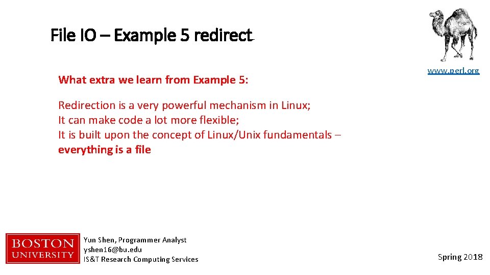 File IO – Example 5 redirect What extra we learn from Example 5: www.