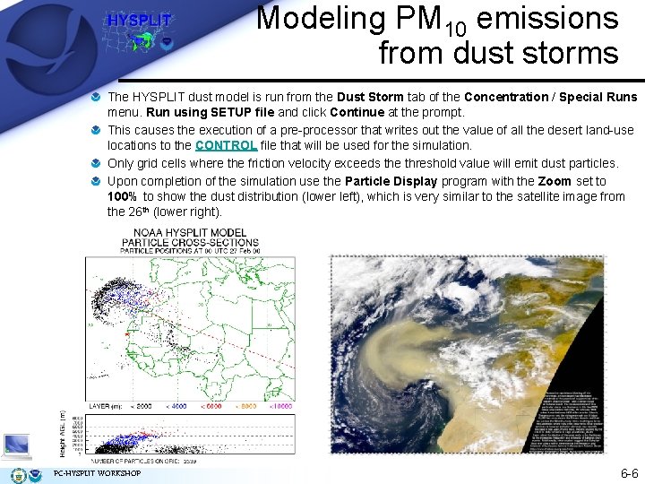 Modeling PM 10 emissions from dust storms The HYSPLIT dust model is run from