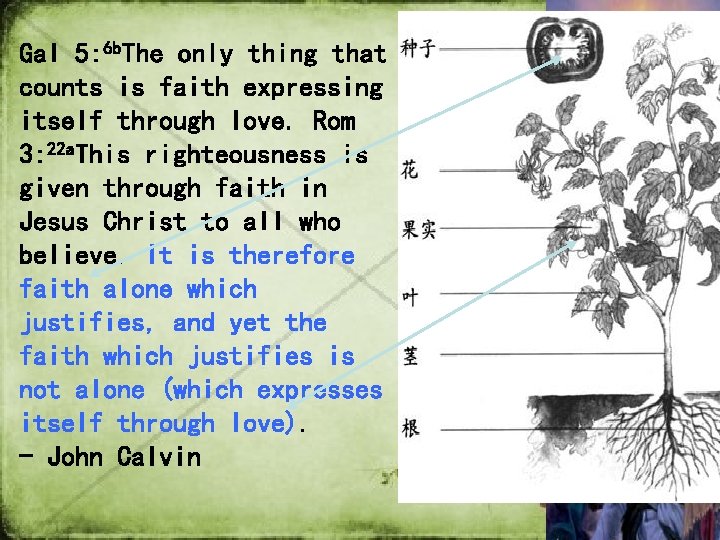 Gal 5: 6 b. The only thing that counts is faith expressing itself through