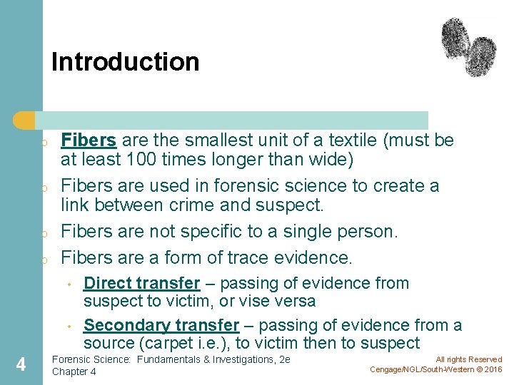 Introduction o o Fibers are the smallest unit of a textile (must be at