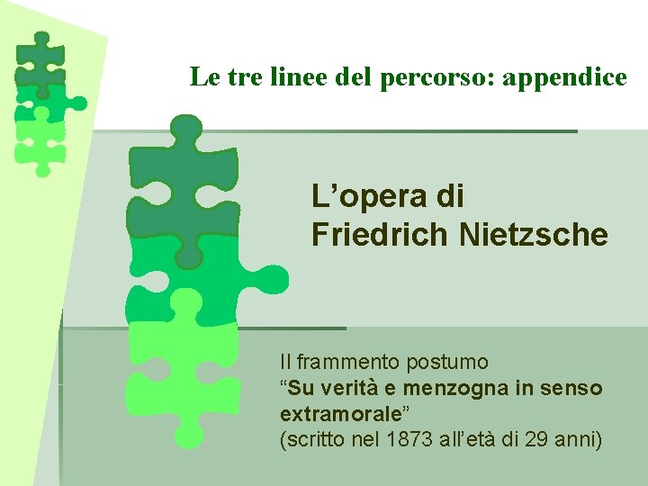 Le tre linee del percorso: appendice L’opera di Friedrich Nietzsche Il frammento postumo “Su