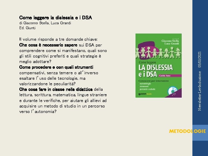 Come leggere la dislessia e i DSA Newsletter Lev. Inclusione Il volume risponde a
