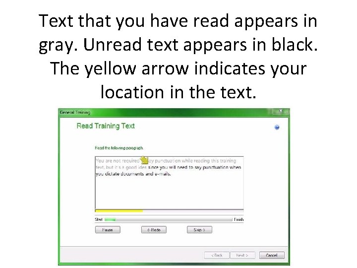 Text that you have read appears in gray. Unread text appears in black. The