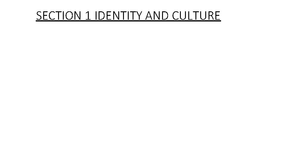 SECTION 1 IDENTITY AND CULTURE 