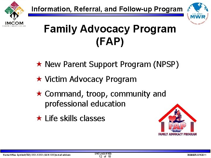 Information, Referral, and Follow-up Program Family Advocacy Program (FAP) « New Parent Support Program