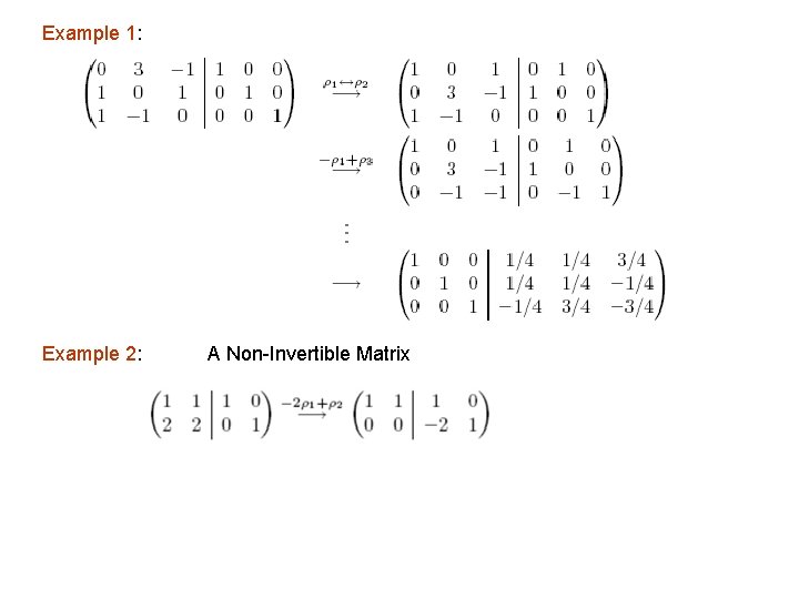 Example 1: Example 2: A Non-Invertible Matrix Example 1: Example 2: A Non-Invertible Matrix