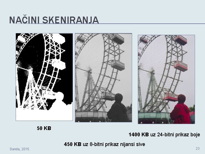 NAČINI SKENIRANJA 50 KB 1400 KB uz 24 -bitni prikaz boje 450 KB uz