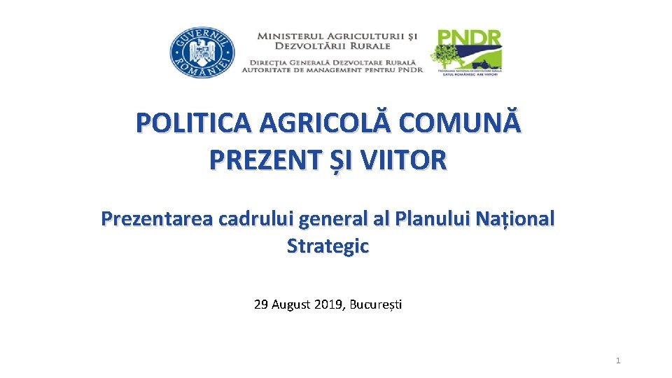 POLITICA AGRICOLĂ COMUNĂ PREZENT ȘI VIITOR Prezentarea cadrului general al Planului Național Strategic 29