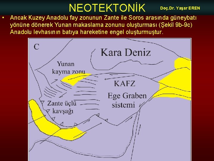 NEOTEKTONİK Doç. Dr. Yaşar EREN • Ancak Kuzey Anadolu fay zonunun Zante ile Soros