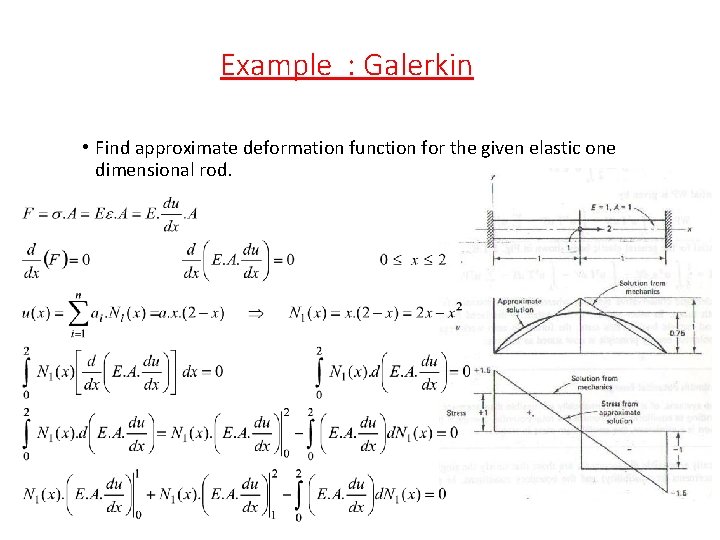Example : Galerkin • Find approximate deformation function for the given elastic one dimensional