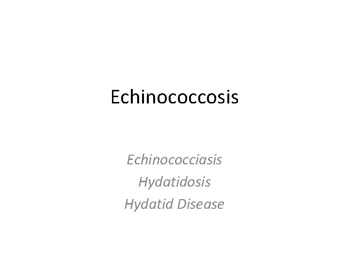 Echinococcosis Echinococciasis Hydatidosis Hydatid Disease 