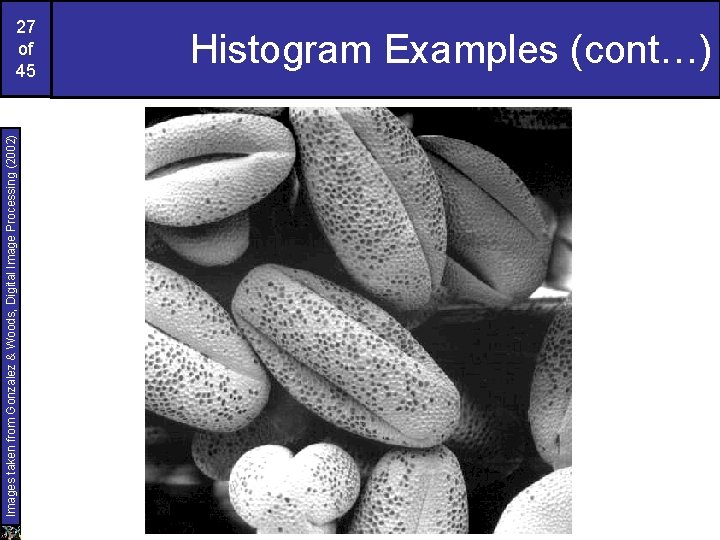 Images taken from Gonzalez & Woods, Digital Image Processing (2002) 27 of 45 Histogram