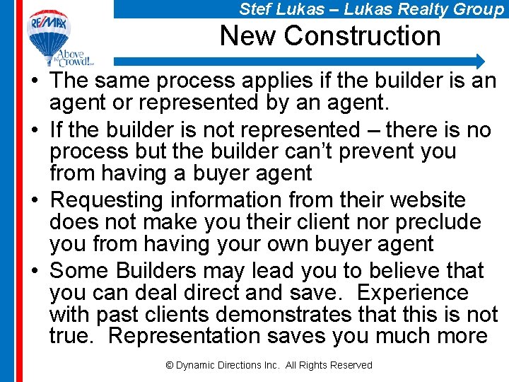 Stef Lukas – Lukas Realty Group New Construction • The same process applies if