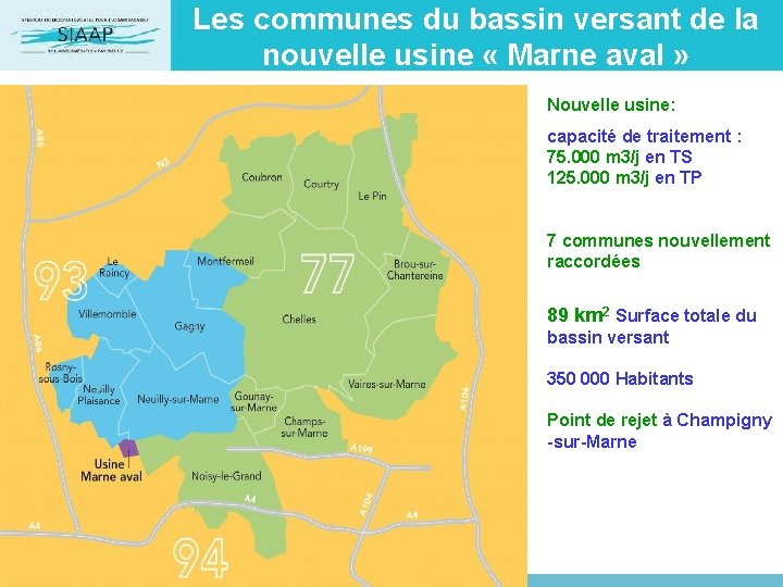 Les communes du bassin versant de la nouvelle usine « Marne aval » Nouvelle