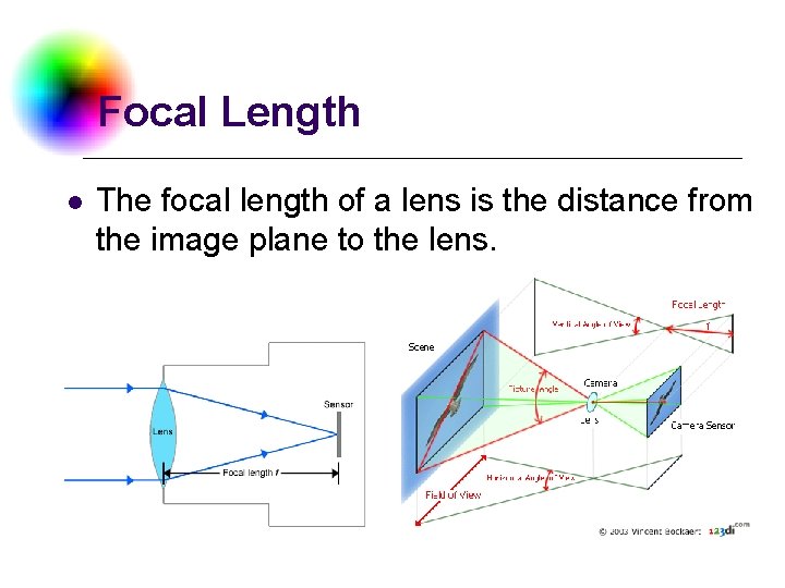 Focal Length l The focal length of a lens is the distance from the