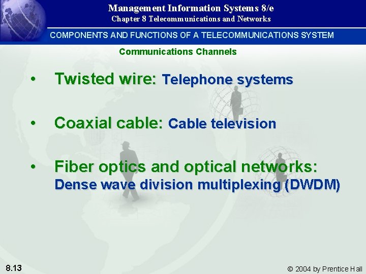 Management Information Systems 8/e Chapter 8 Telecommunications and Networks COMPONENTS AND FUNCTIONS OF A