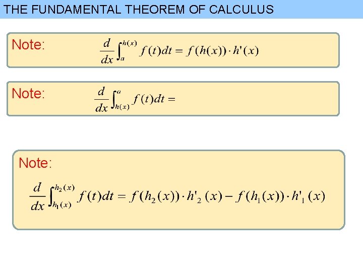 THE FUNDAMENTAL THEOREM OF CALCULUS Note: 