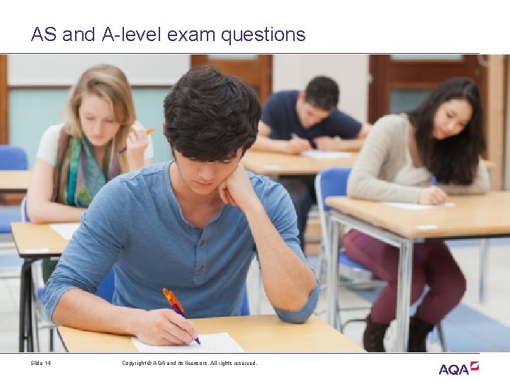 AS and A-level exam questions Slide 14 Copyright © AQA and its licensors. All