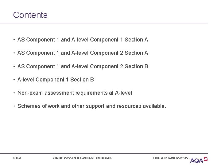 Contents • AS Component 1 and A-level Component 1 Section A • AS Component