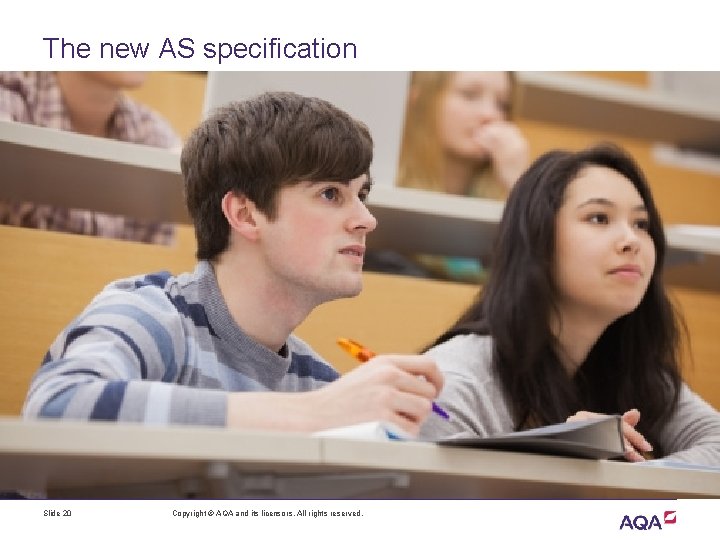 The new AS specification Slide 20 Copyright © AQA and its licensors. All rights