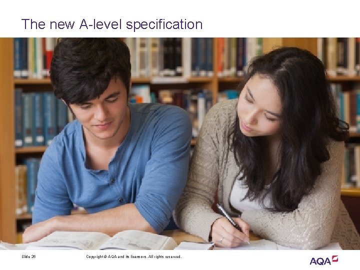 The new A-level specification Slide 26 Copyright © AQA and its licensors. All rights