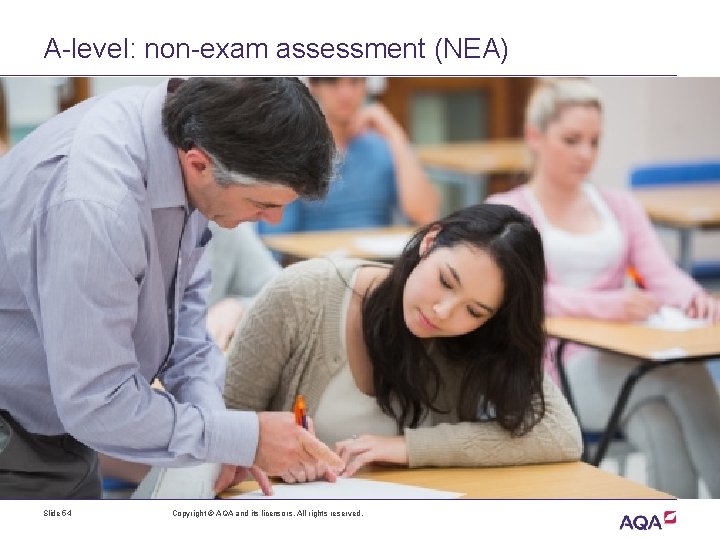 A-level: non-exam assessment (NEA) Slide 54 Copyright © AQA and its licensors. All rights