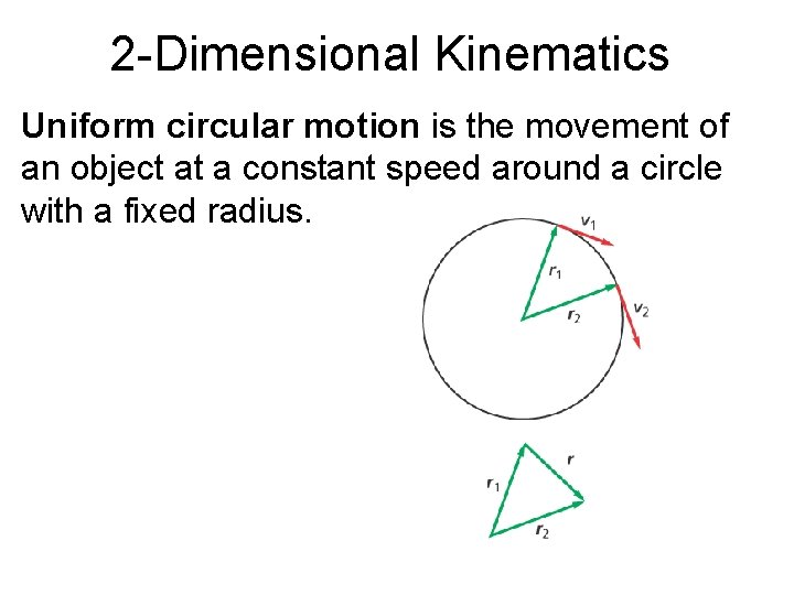 2 -Dimensional Kinematics Uniform circular motion is the movement of an object at a