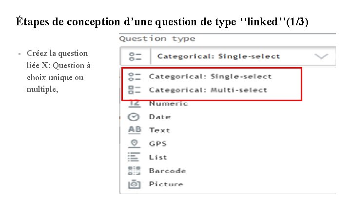 Étapes de conception d’une question de type ‘‘linked’’(1/3) - Créez la question liée X: Étapes de conception d’une question de type ‘‘linked’’(1/3) - Créez la question liée X: