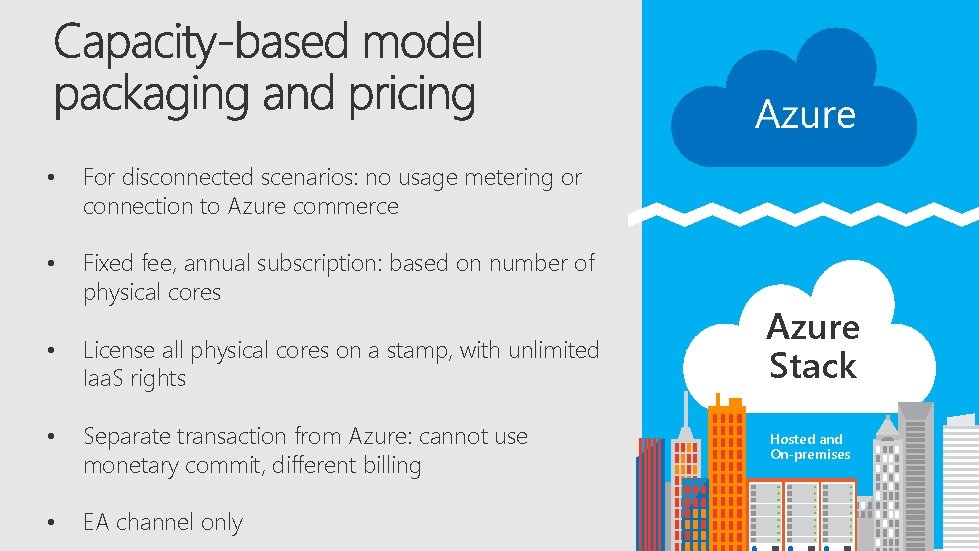  • For disconnected scenarios: no usage metering or connection to Azure commerce •