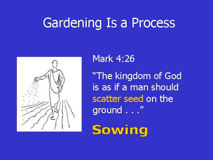 Gardening Is a Process Mark 4: 26 “The kingdom of God is as if