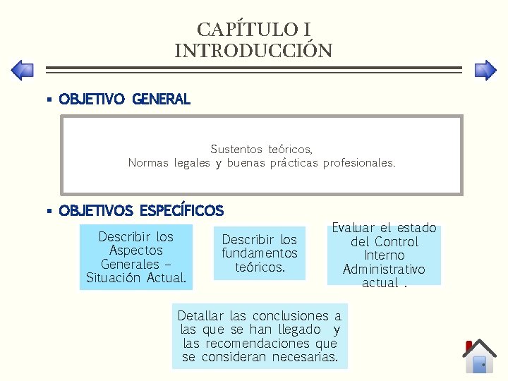 CAPÍTULO I INTRODUCCIÓN § OBJETIVO GENERAL Sustentos teóricos, Normas legales y buenas prácticas profesionales.