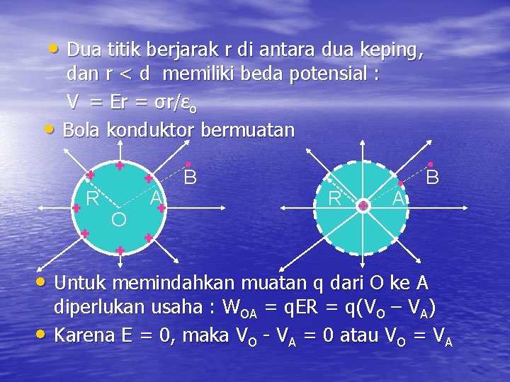  • Dua titik berjarak r di antara dua keping, • dan r <