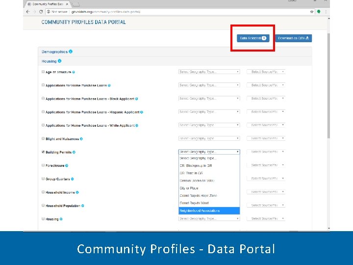 Community Profiles - Data Portal 