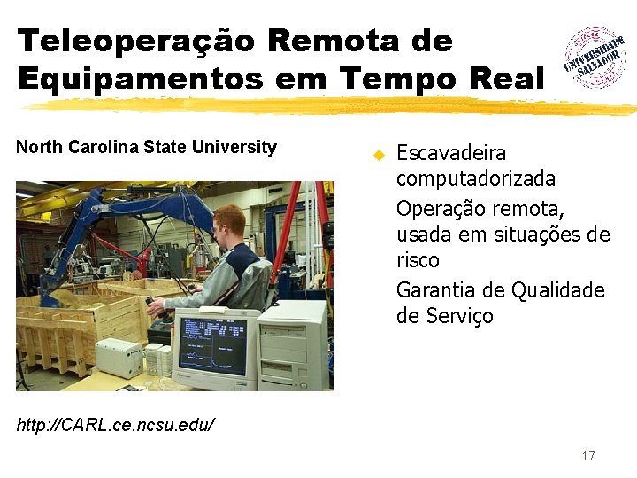 Teleoperação Remota de Equipamentos em Tempo Real North Carolina State University u u u