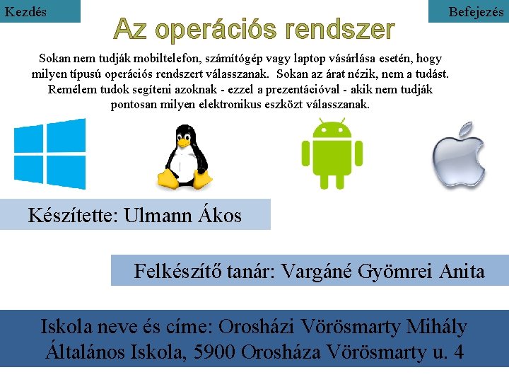 Kezdés Az operációs rendszer Befejezés Sokan nem tudják mobiltelefon, számítógép vagy laptop vásárlása esetén,