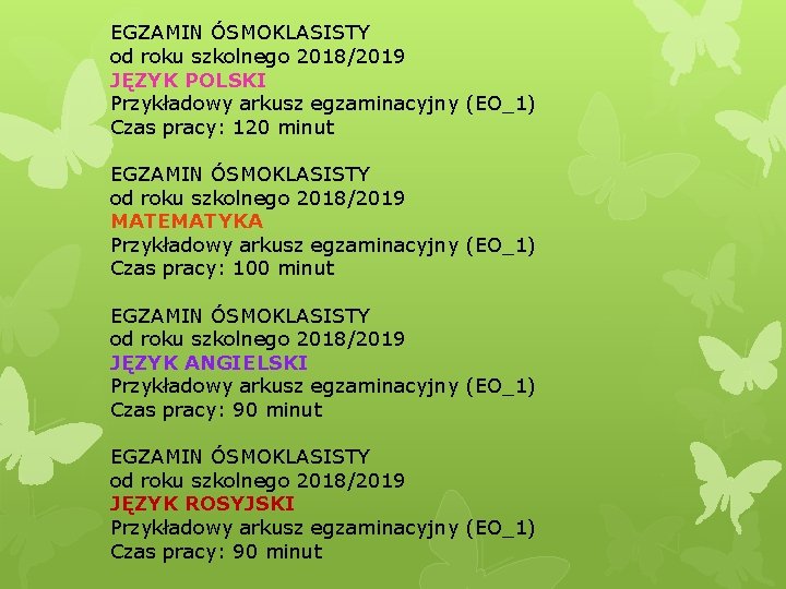 EGZAMIN ÓSMOKLASISTY od roku szkolnego 2018/2019 JĘZYK POLSKI Przykładowy arkusz egzaminacyjny (EO_1) Czas pracy: